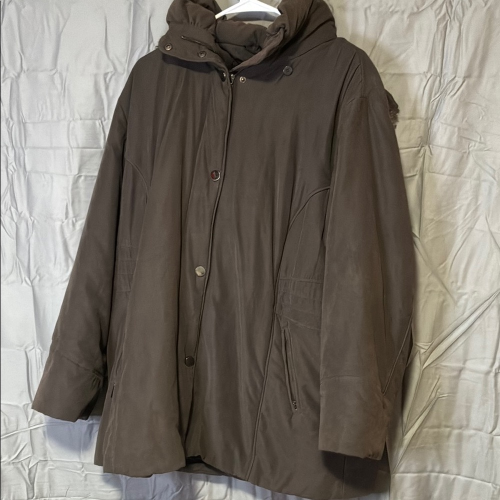Maggie Barnes Brown Puffer Coat with Hood